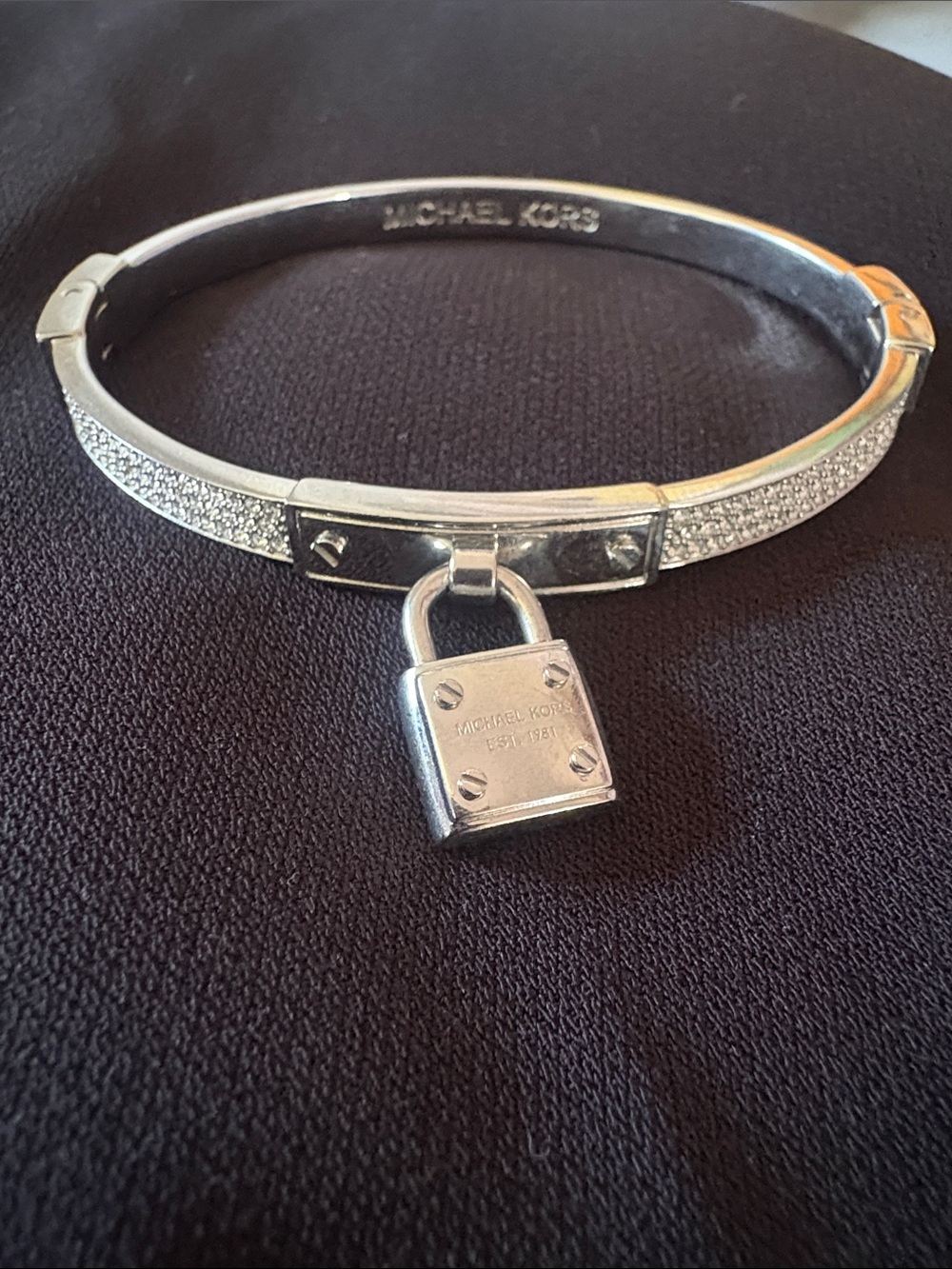 Michael Kors Silver Crystal Padlock Bangle